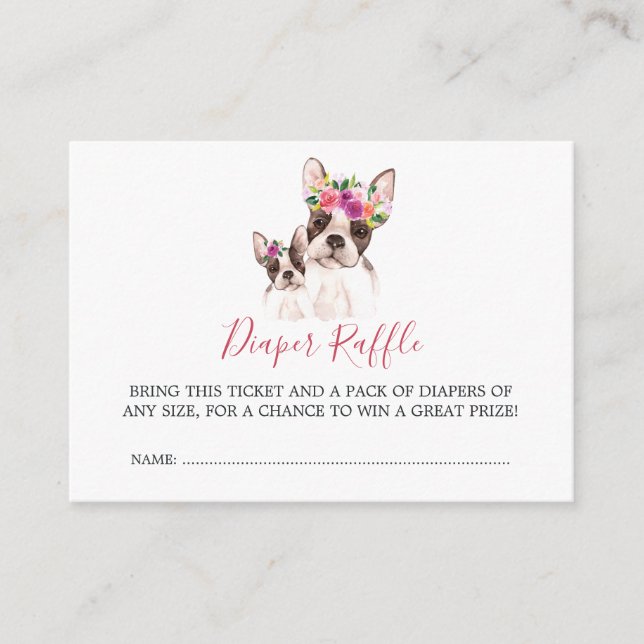 Baby Shower Boston Mom And Baby Diaper Raffle Enclosure Card (Front)