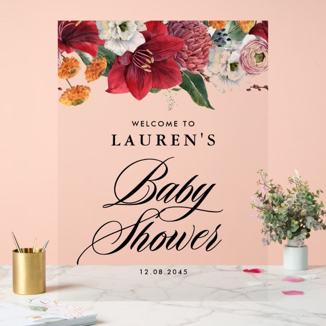 Baby shower botanique Red Amaryllis Bienvenue (Mariage)