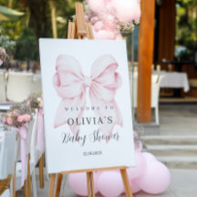 Baby shower Bow rose Welcome Panneau de la mousse
