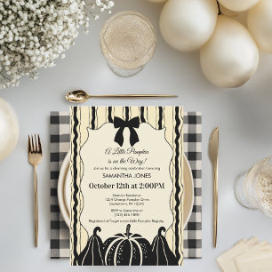 Baby Shower Bow Stripes Pumpkins Gender Neutral  Invitation