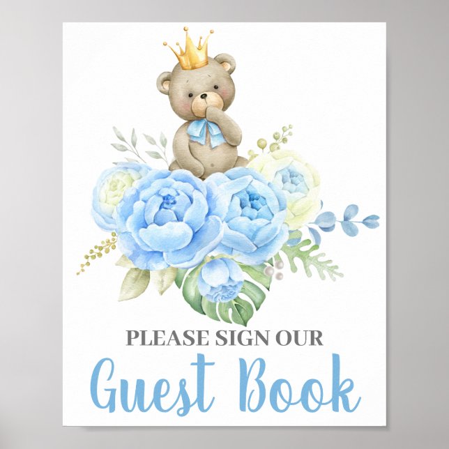 Baby Shower Boy Bear Guest Book (Front)