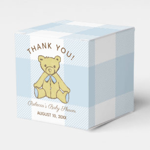 Baby Shower Boy Bear with Name and Date Thank You Favor Box