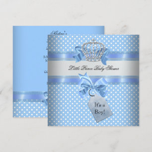 Baby Shower Boy Blue Little Prince Crown Invitation