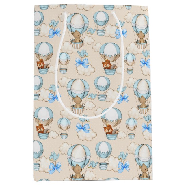 Baby Shower Boy Blue Medium Gift Bag (Front)