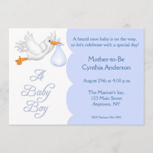 Baby Shower Boy Blue Stork Invitation