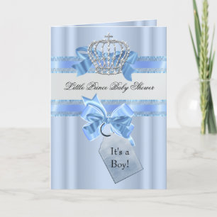 Baby Shower Boy Blue White Prince Crown Invitation