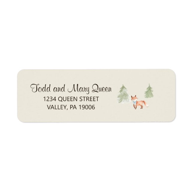 Baby shower Boy Fox Woodland Retourner l'adresse É (Devant)