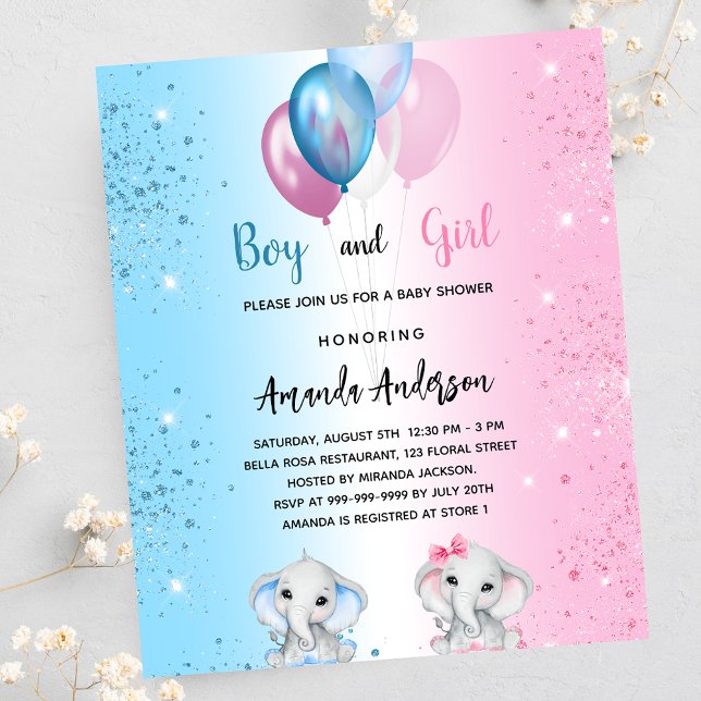 Baby Shower boy girl elephants invitation (Creator Uploaded)