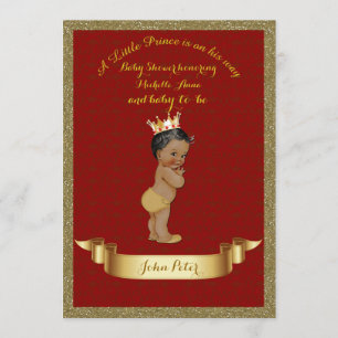 Baby Shower BOY,glitter frame,red & gold. Invitation