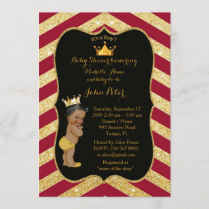 Baby Shower BOY,golden Chevron style chivalry,gold Invitation