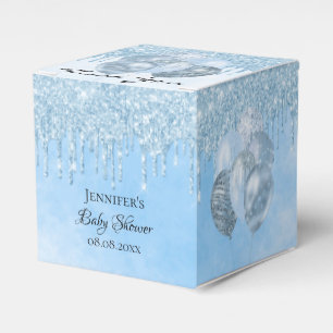 Baby Shower boy light blue balloons thank you Favor Box