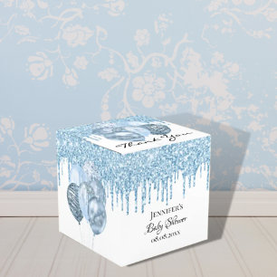 Baby Shower boy light blue white balloons Favor Box