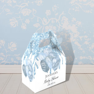 Baby Shower boy light blue white balloons Favor Box