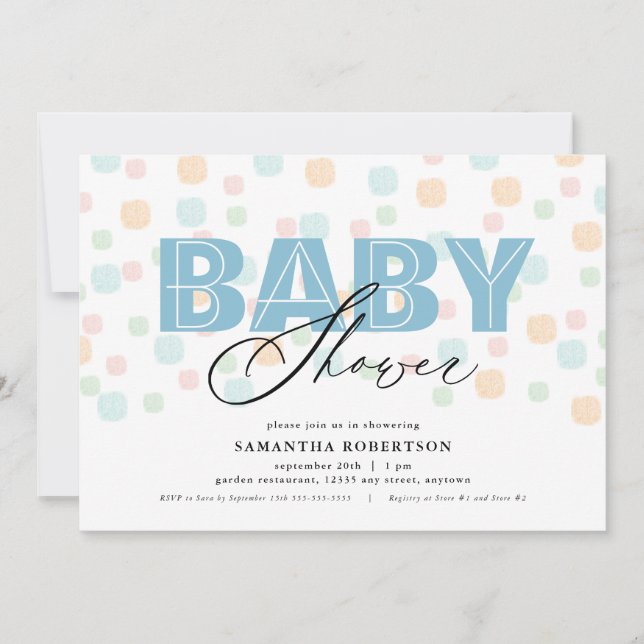 Baby Shower Boy Modern Pastel Dots  (Front)