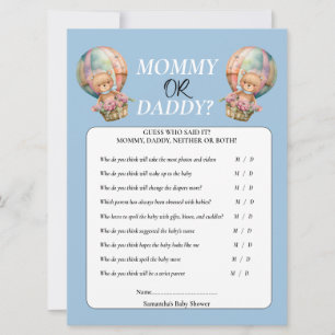 Baby Shower boy Mommy or Daddy  Hot Air Balloon Invitation
