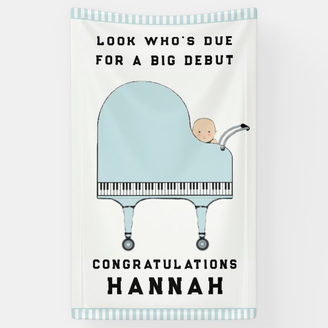 Baby Shower Boy Music Theme Banner (Vertical)