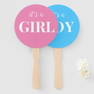 Baby Shower Boy or Girl Gender Reveal Party Hand Fan