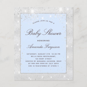 Baby shower boy silver blue budget invitation flyer