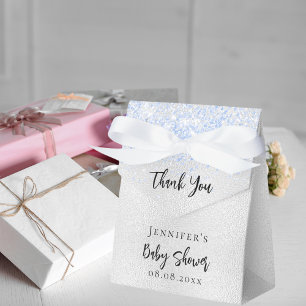 Baby Shower boy silver blue thank you Favor Box
