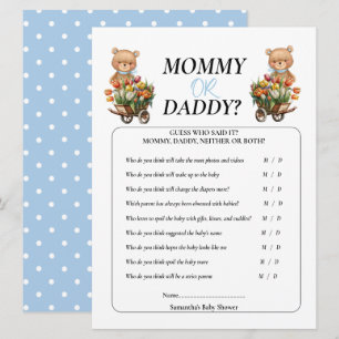Baby Shower Boy Teddy Mommy Daddy Rustic Floral Invitation
