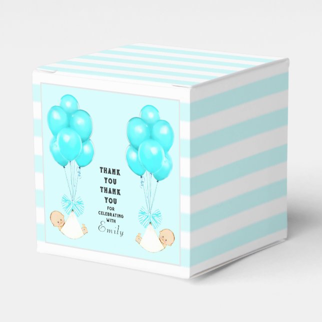 Baby Shower Boy Twins Favor Box (Front Side)