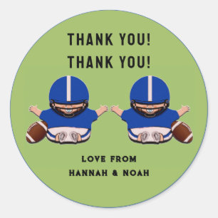 Baby Shower Boy Twins Thank You Classic Round Sticker