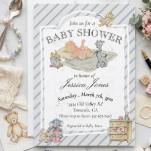 Baby Shower Boy Vintage Stuffed Animals Invitation