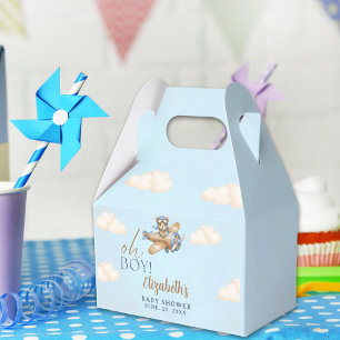 Baby Shower Boy with Cute Teddy Bear in Pilot Favor Box