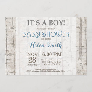 Baby shower Boy Woodland Invitation Rustique