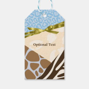Baby Shower Boys Blue Safari Theme Print Gift Tags
