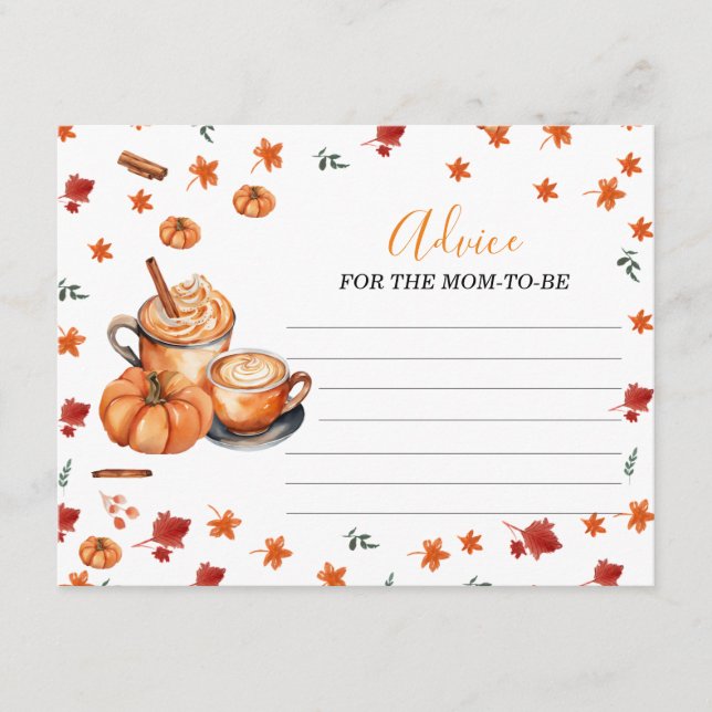 Baby Shower Brewing Pumpkin Spice Advice For Mom Enclosure Card (Front)