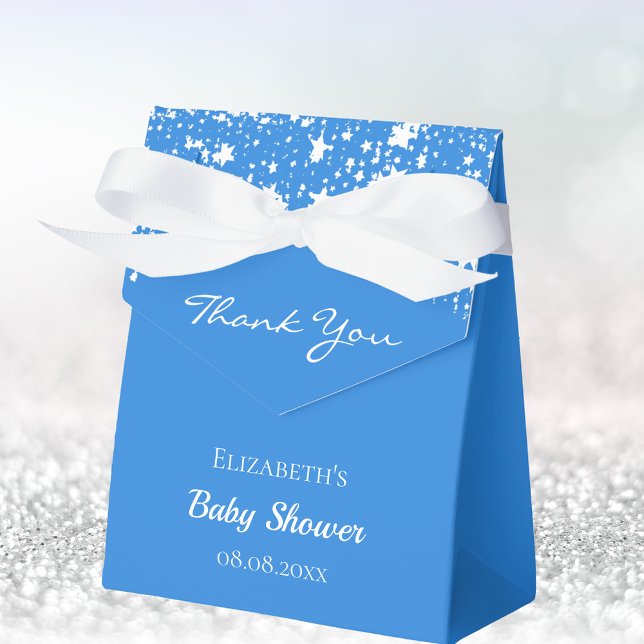 Baby Shower bright blue white stars thank you Favor Box (Creator Uploaded)