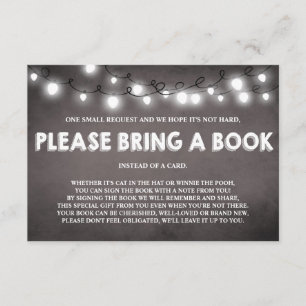 Baby Shower Bring a book card Rustic lights babyq