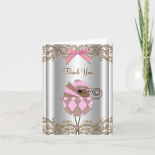 Baby shower Brown rose Merci Cartes