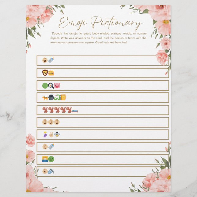 Baby Shower Bundle - Emoji Pictionary Letterhead (Front)