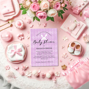Baby Shower Bunny Purple Baby Shower Invitation