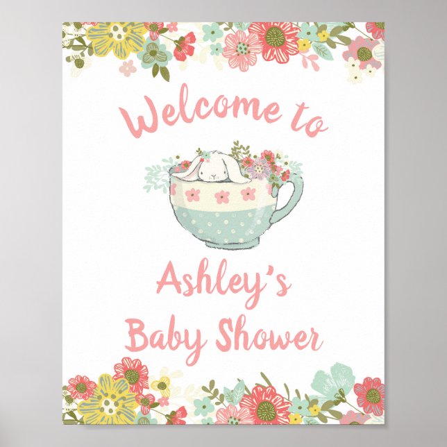 Baby Shower Bunny Welcome Sign (Front)