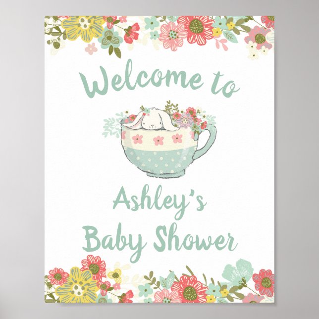 Baby Shower Bunny Welcome Sign (Front)