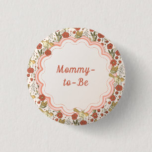 Baby Shower Butterflies & Blossoms Poetic Floral 1 Inch Round Button