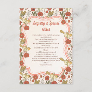 Baby Shower Butterflies & Blossoms Poetic Floral Enclosure Card