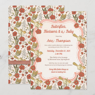Baby Shower   Butterflies & Blossoms Poetic Floral Invitation