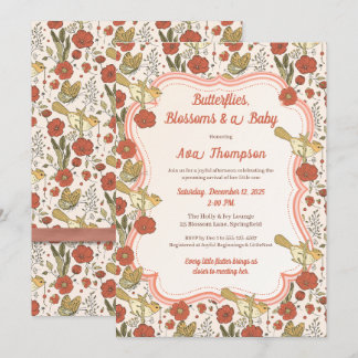 Baby Shower | Butterflies & Blossoms Poetic Floral Invitation
