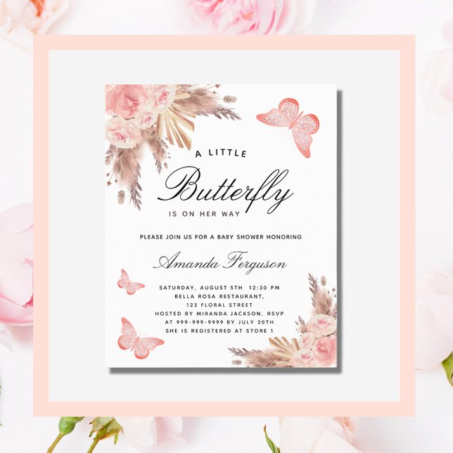 Baby shower butterfly blush pampas invitation (Creator Uploaded)