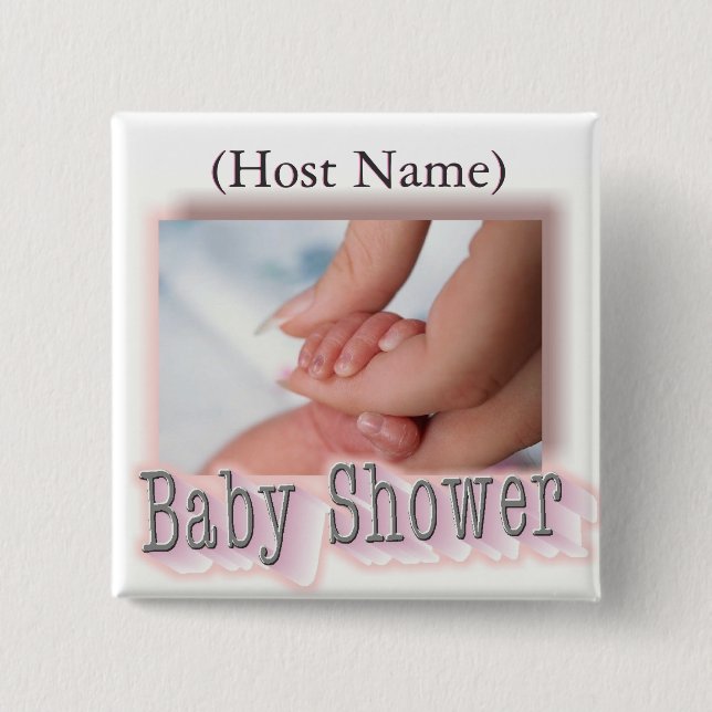 Baby Shower Button Pin, (Host Name), (Front)