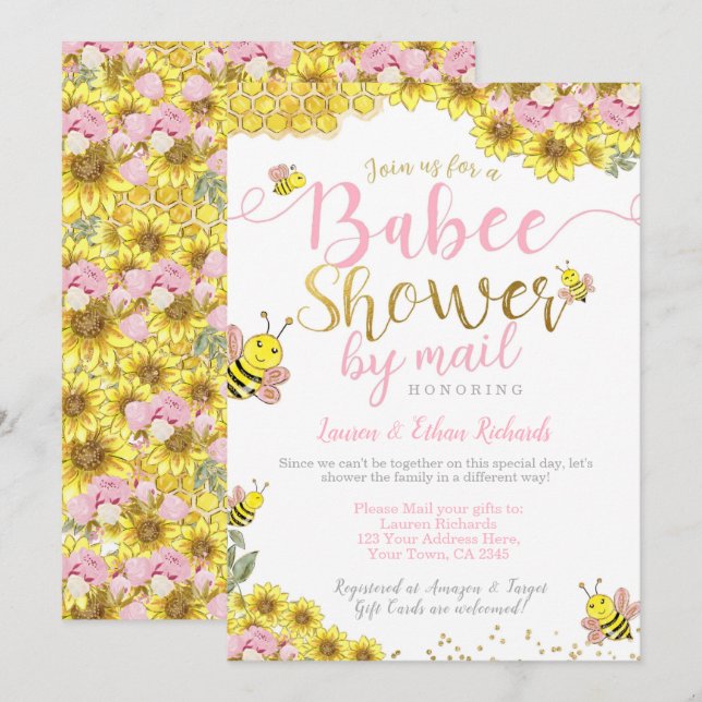 Baby Shower by Mail Bee Invitation (Front/Back)
