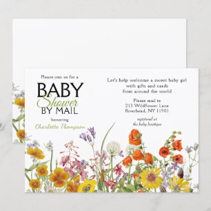 Baby Shower By Mail Colourful Wild Flowers Invitation
