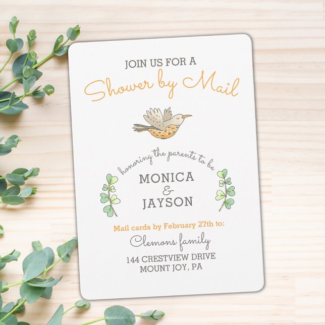 Baby Shower by Mail Cute Mama Bird Invitation (Baby Shower By Mail Invitation)