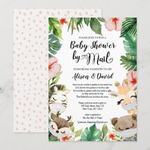 Baby Shower By Mail   Cute Masked Safari Friends Invitation