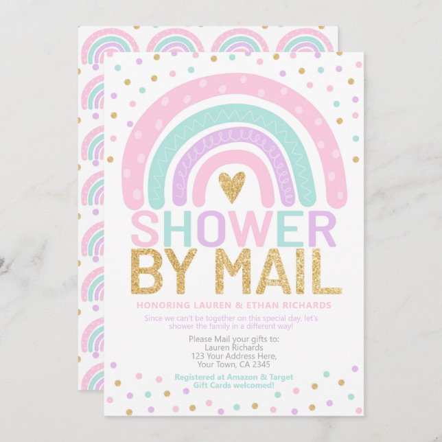Baby Shower by Mail Rainbow Invitation (Front/Back)