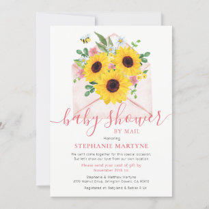Baby Shower By Mail Sunflower Floral Envelope Invitation